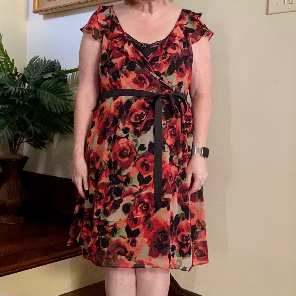 Elle Chiffon Flutter Sleeve Dress